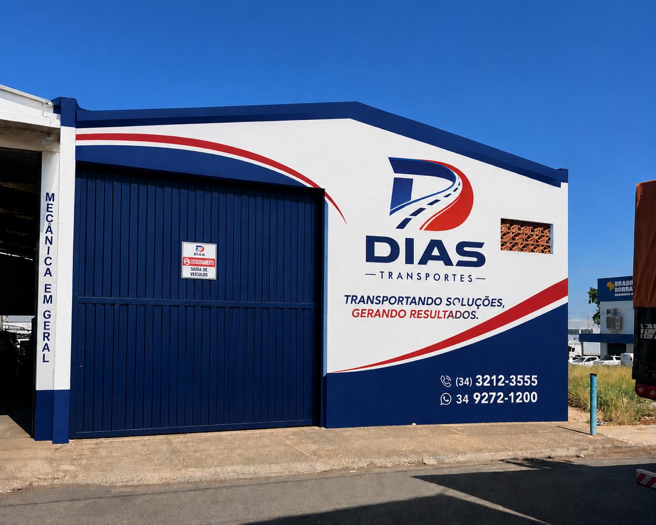 Fachada da sede da Dias Transportes em Uberlândia (MG)
